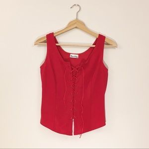 Rave City red stretchy lace up corsette